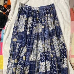 Vintage Take Two Clothing Co. size M blue patchwork maxi skirt